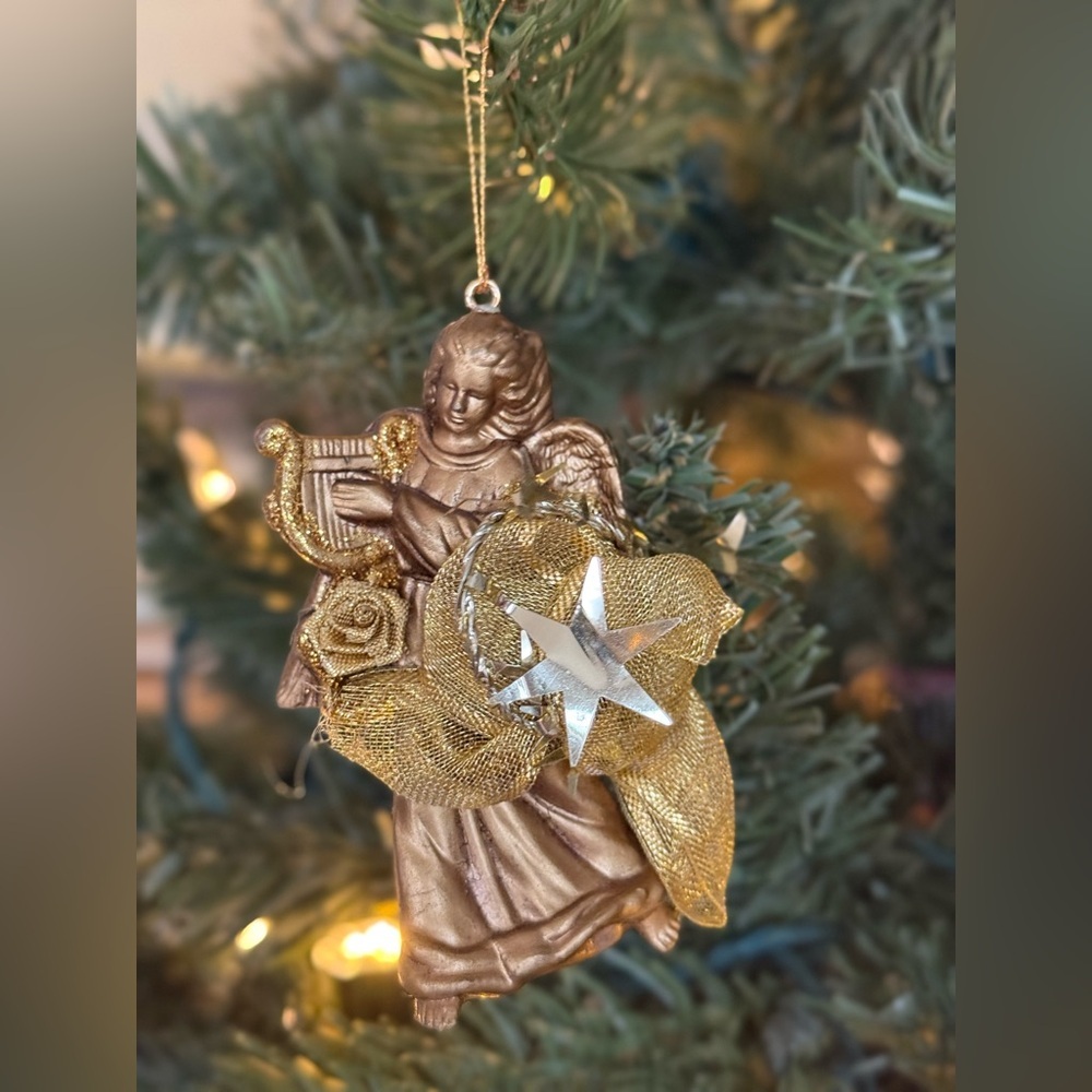 Vintage 1995 Gold Angel Christmas Ornament